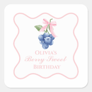 Sticker Carré Berry Sweet bleuet anniversaire Bow rose Coquette