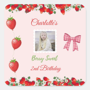 Sticker Carré Berry Sweet photo d'anniversaire