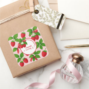 Sticker Carré Berry Sweet Raspberry Anniversaire de enfant Party