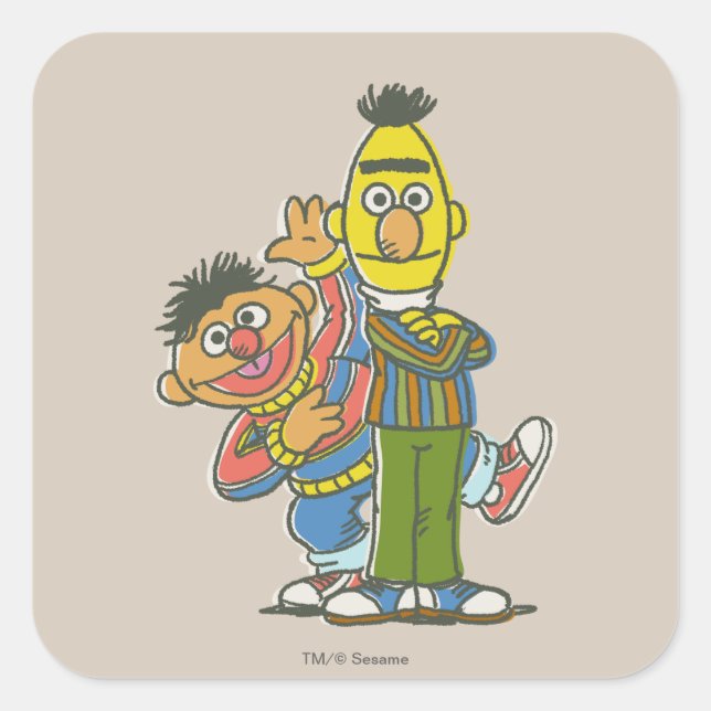 Sticker Carré Bert et Ernie Style Classique (Devant)