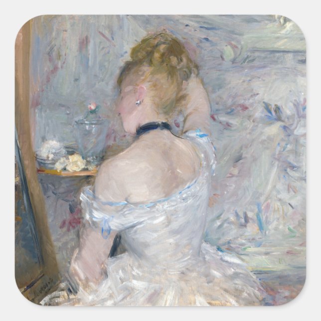 Sticker Carré Berthe Morisot - Femme à sa Toilette (Devant)