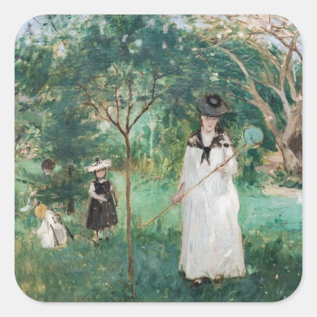 Sticker Carré Berthe Morisot - La chasse aux papillons (Devant)