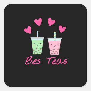 Sticker Carré Bes Teas Besties Buble Tea Cute Boba Best Friends