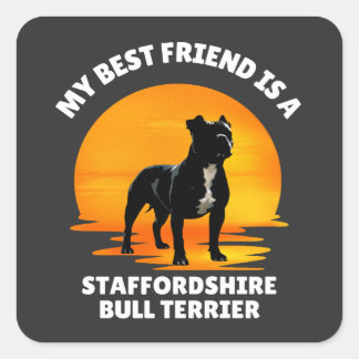 Sticker Carré Best Friend Staffordshire Bull Terrier