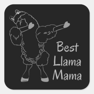 Sticker Carré BEST LAMA MAMA drôle idée cadeau de jour de la mèr