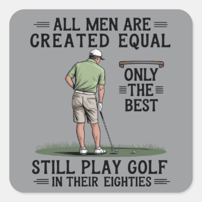 Sticker Carré Best Men Play Golf Eighties Funny Golfer Golfing  (Devant)