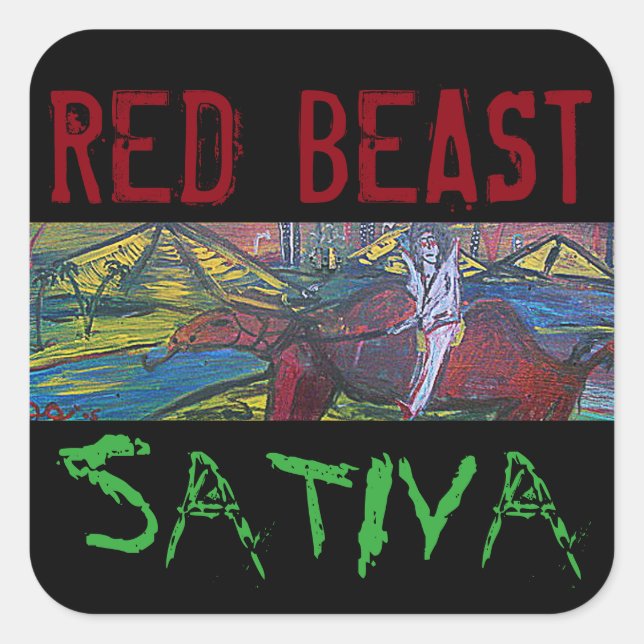 STICKER CARRÉ BÊTE ROUGE SATIVA (Devant)