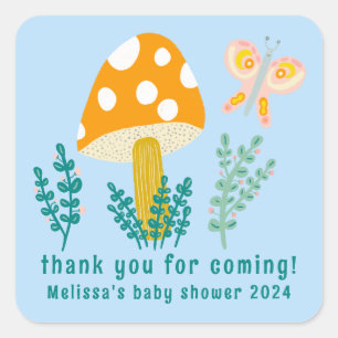 Sticker Carré Beurre de champignons grâce Baby shower PERSONNALI