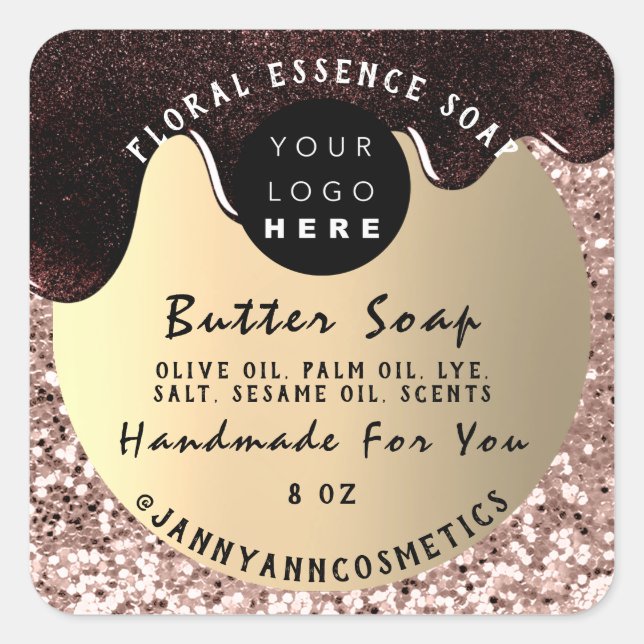 Sticker Carré Beurre Soap Cosmétiques Parties scintillant à gout (Devant)