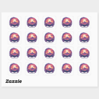 Sticker Carré Bi Horizon Brave Heart LGBTQ Camping | Bisexuel
