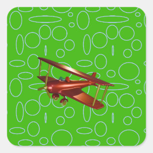 Sticker Carré Bi-plan rouge sur les cercles et boucles verts