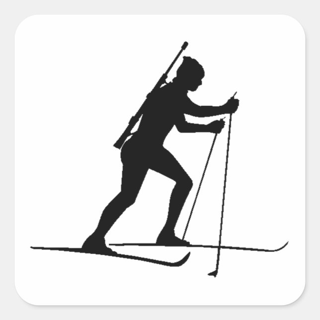 Sticker Carré Biathlète Silhouette (Devant)