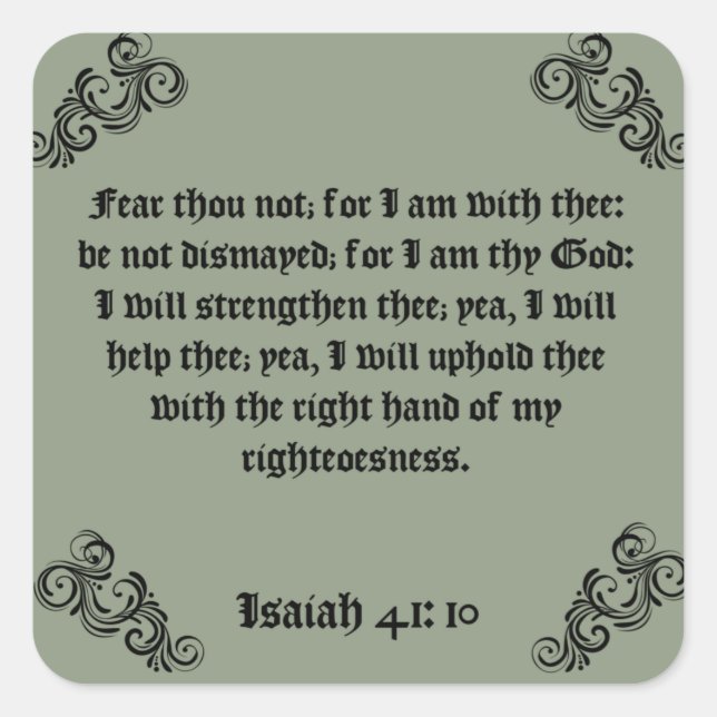 STICKER CARRÉ BIBLE SCRIPTURE "FEAR THOU NOT"  (Devant)