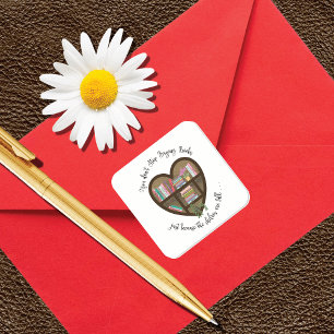 Sticker Carré Bibliothèque de coeur "N'arrêtez pas d'acheter des