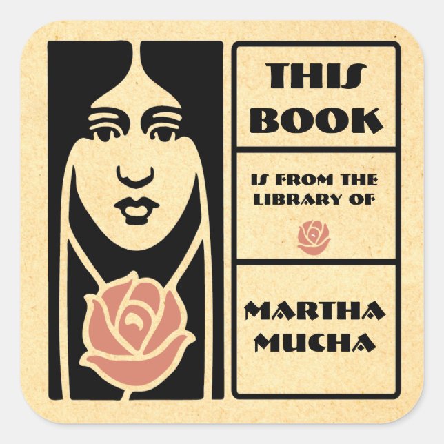 Sticker Carré Bibliothèque de style Art Nouveau (Devant)