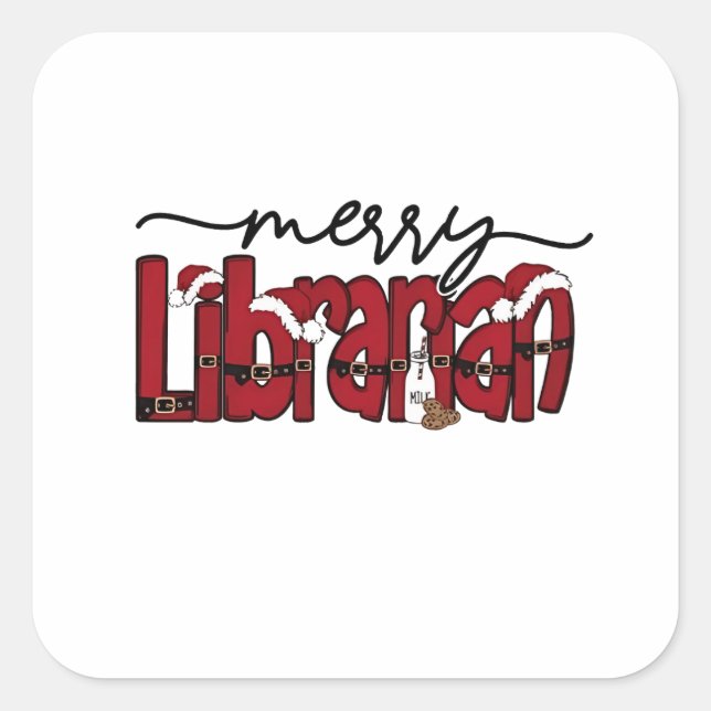 Sticker Carré Bibliothèque Joyeuse Librairie de Noël Lover (Devant)
