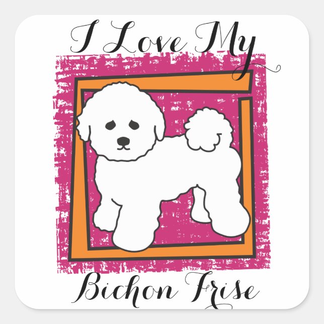 STICKER CARRÉ BICHON FRISE (Devant)