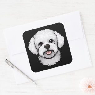 Sticker Carré Bichon Frise Cute Funny Chien Chien Chien Chien