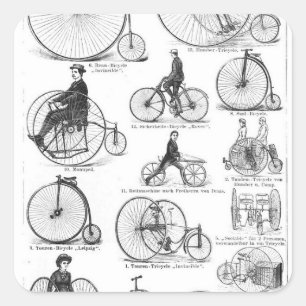 Sticker Carré Bicyclette à grande roue Penny Farthing