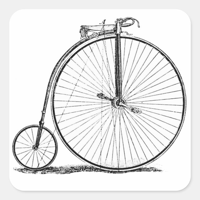 Sticker Carré Bicyclette à grande roue Penny Farthing (Devant)
