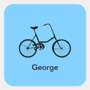 Sticker Carré Bicyclette personnalisée avec un bleu lumineux