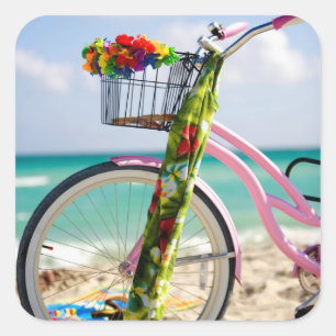 Sticker Carré Bicyclette sur la plage Miami, la Floride