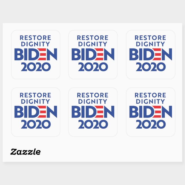 Sticker Carré BIDEN 2020 - Restaurer la dignité (Feuille)