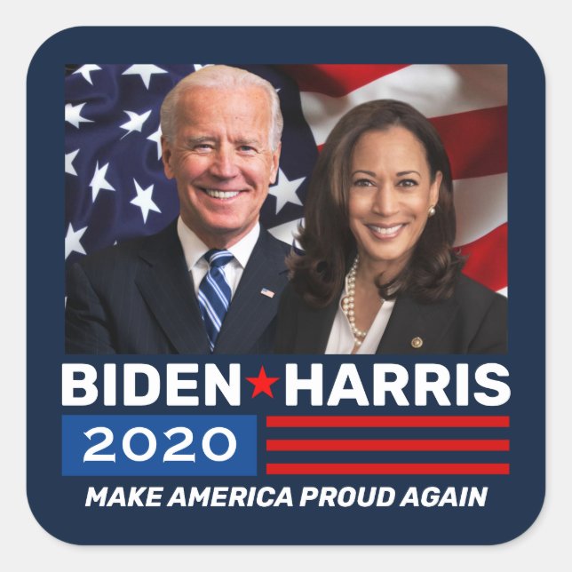 Sticker Carré Biden Harris 2020 Election Patriotic Flag Photo (Devant)