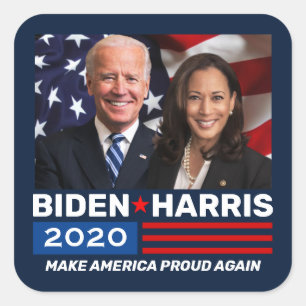 Sticker Carré Biden Harris 2020 Election Patriotic Flag Photo