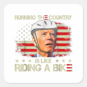 Sticker Carré Biden Vélo Courir Le Pays Est Comme Rid