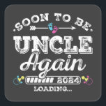 Sticker Carré Bientôt être oncle à nouveau 2024 Chargement<br><div class="desc">Bientôt être oncle de nouveau 2024 Chargement promu à l'oncle Funny Crew Graphic design Cadeau Carré Stickers Collection classique.</div>