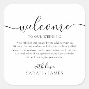 Sticker Carré Bienvenue À Notre Sac De Bienvenue Mariage
