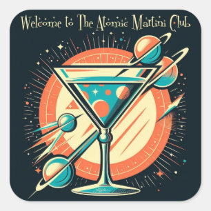 Sticker Carré Bienvenue au club Atomic Martini Space Age