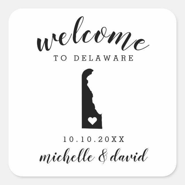 Sticker Carré Bienvenue au Delaware | Service personnalisé Maria (Devant)