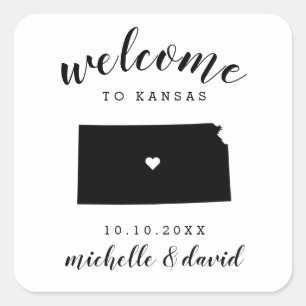 Sticker Carré Bienvenue au Kansas   Service personnalisé Mariage