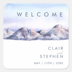 Sticker Carré Bienvenue au Mariage Sunset de la montagne d'hiver