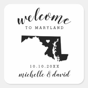 Sticker Carré Bienvenue au Maryland   Service personnalisé Maria