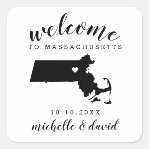 Sticker Carré Bienvenue au Massachusetts   Service personnalisé