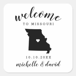 Sticker Carré Bienvenue au Missouri  Service personnalisé Mariag