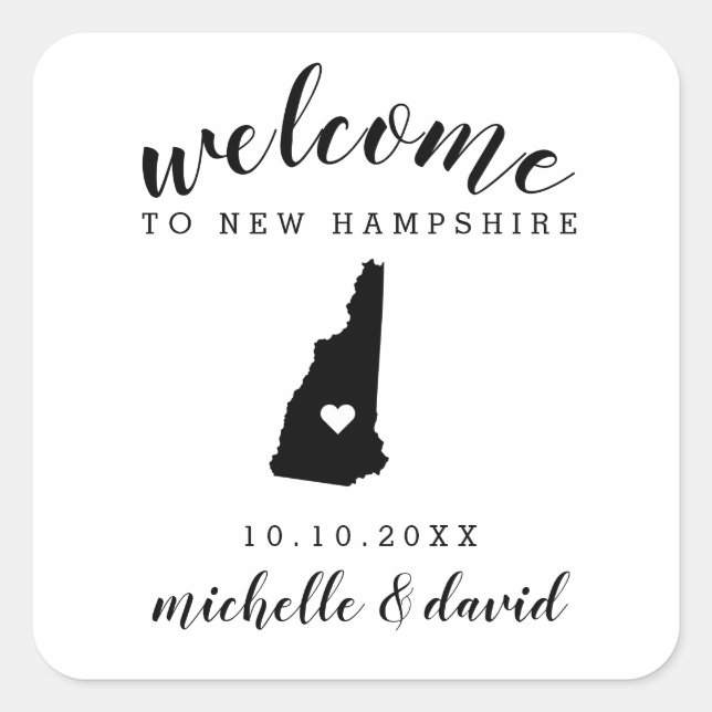 Sticker Carré Bienvenue au New Hampshire | Service personnalisé  (Devant)