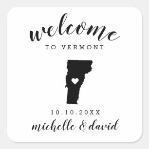 Sticker Carré Bienvenue au Vermont  Service personnalisé Mariage