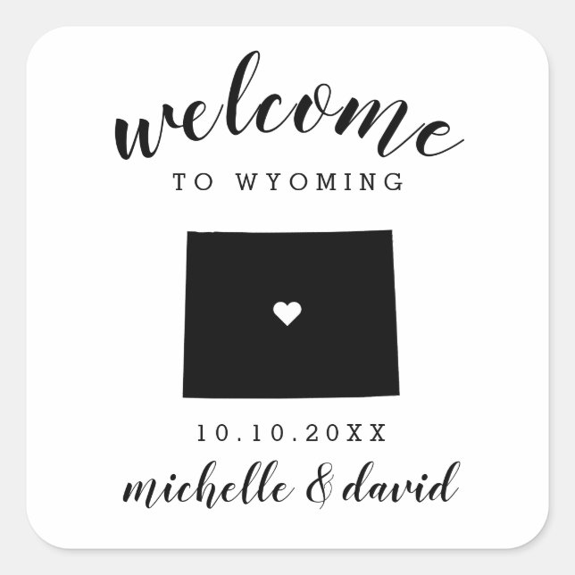 Sticker Carré Bienvenue au Wyoming | Service personnalisé Mariag (Devant)