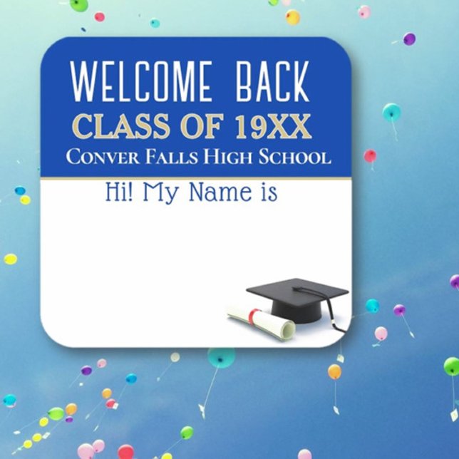 Sticker Carré Bienvenue ! Colonnes d'étiquette de nom de réunion (Créateur téléchargé)