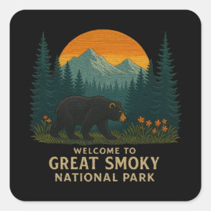 Sticker Carré Bienvenue dans le parc de la Broderie Great Smoky