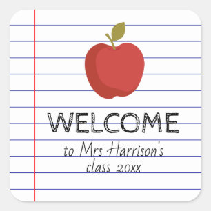 Sticker Carré Bienvenue dans ma classe Apple Retour à l'école en