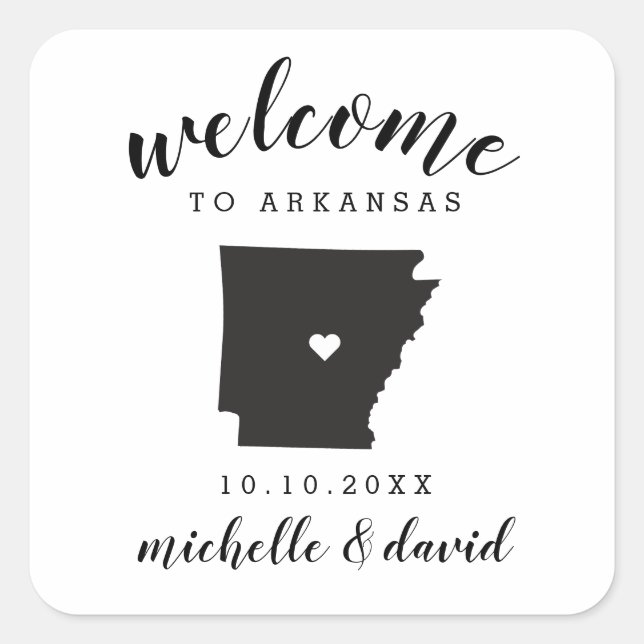 Sticker Carré Bienvenue en Arkansas | Service personnalisé Maria (Devant)