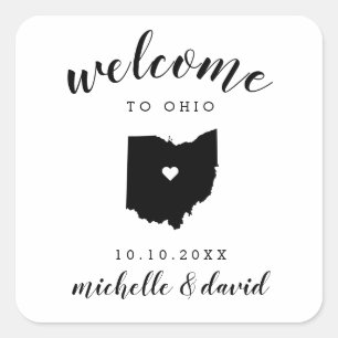 Sticker Carré Bienvenue en Ohio   Service personnalisé Mariage