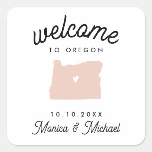 Sticker Carré BIENVENUE OREGON Destination Mariage N'IMPORTE QUE