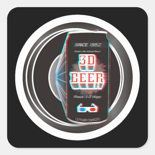 STICKER CARRÉ BIÈRE 3D ! (Devant)