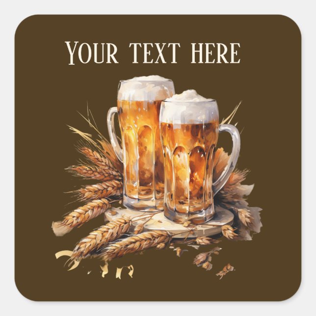 Sticker Carré bière cool ajouter du texte (Devant)